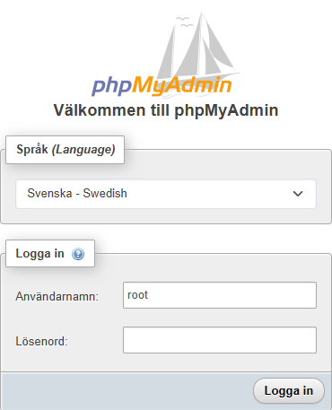 phpMyAdmin-login